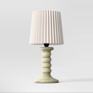 New Mini Stick Table Lamp in Green with White Pleated Shade by Room Essentials™
